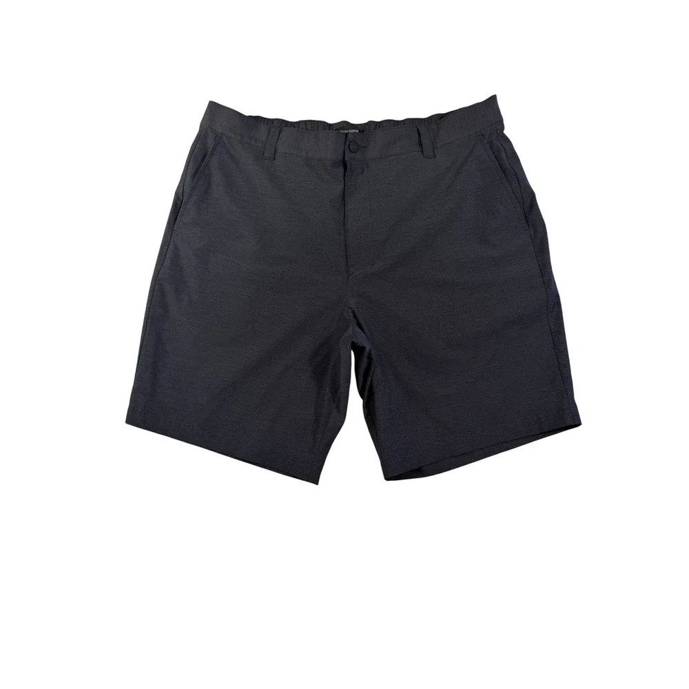 Banana Republic Mens 40 Performance Shorts Charcoal Grey Micro Stripe Stretch